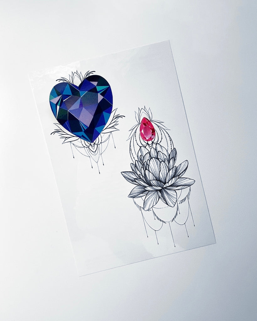 "Crystal Heart" Tattoo Set