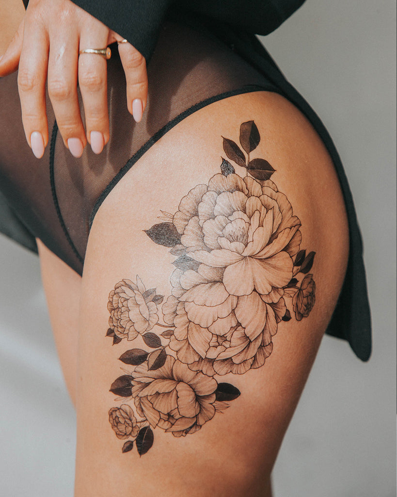 Top Seller tattoo "Big Blossom Black leaves"