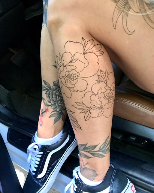 Line Art Floral tattoo set