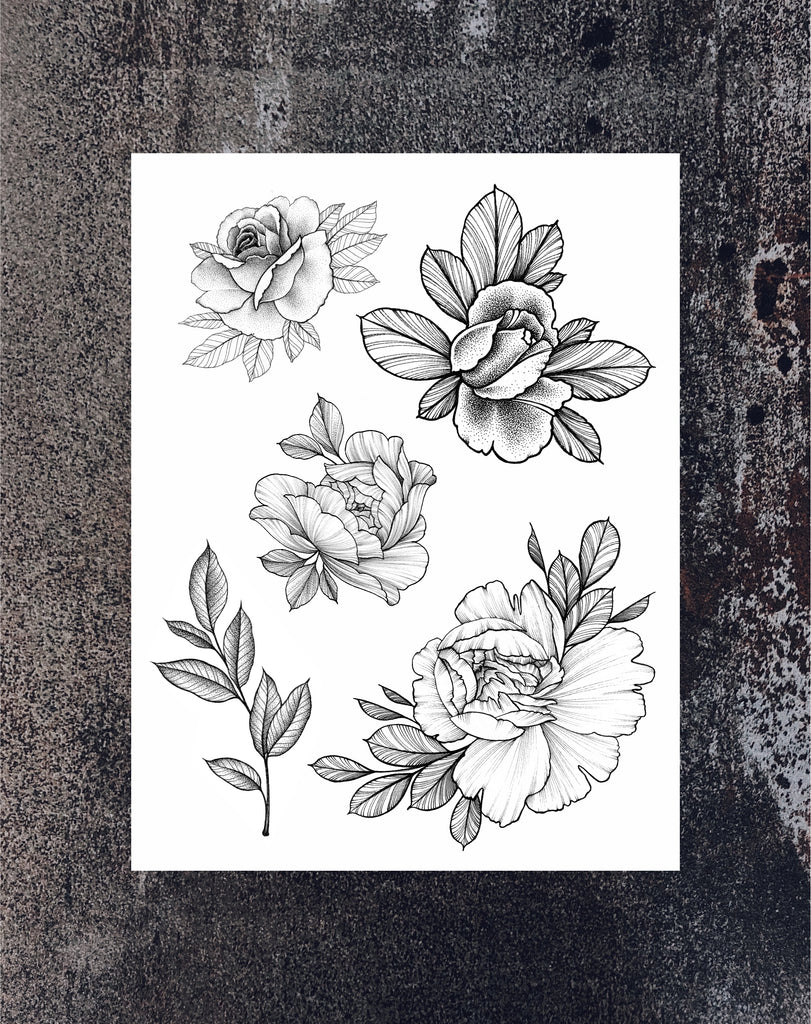 NEW Big Floral Tattoo set